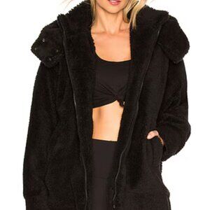 ALO Yoga Norte Teddy Fleece Sherpa Foxy Jacket Black Hooded M Oversized Full-Zip